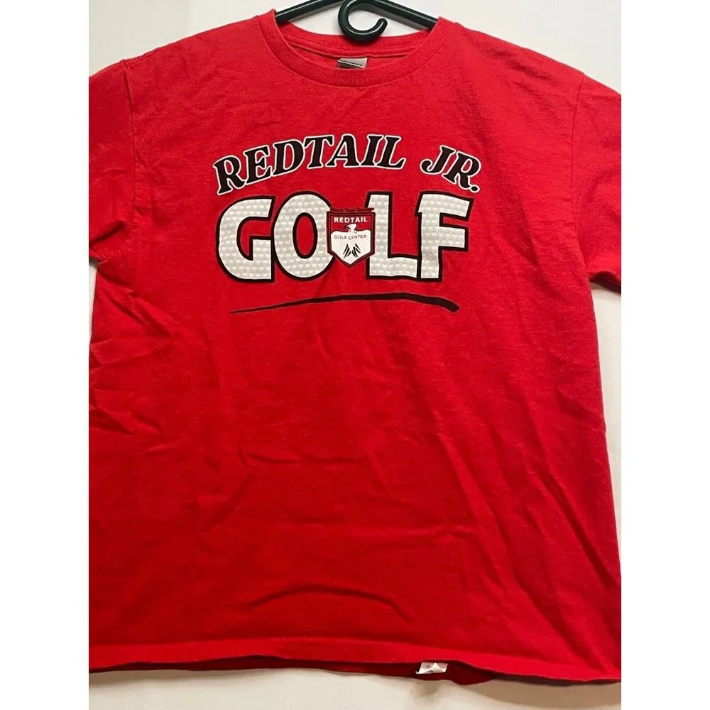 RedTail jr Golf Center shirt youth boys large short sleeve red